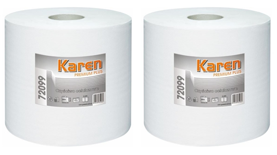 Obrazek Ręczniki papierowe  Ręcznik papierowy 200 m 2 rolki Czyściwo białe 200 m PREMIUM PLUS GRASANT 72099