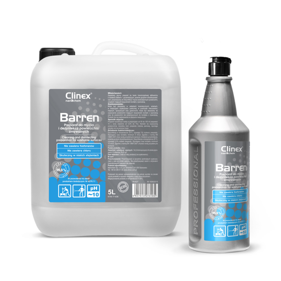 Obrazek Clinex Barren 1L Płyn do mycia i dezynfekcji powierzchni zmywalnych 1L