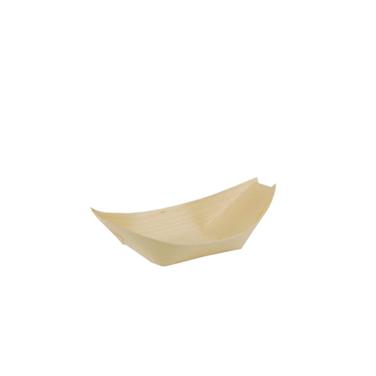 Obrazek Łódka mała z drewna sosnowego SUSHI talerze jednarozwe 11x6,5 cm 50 sztuk