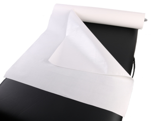 Obrazek Prześcieradło jednorazowe podfoliowane 60x50 m Podkład jednorazowy podfoliowany 1 warstwa papieru + 1 warstwa folii 60x50 cm 100 sztuk