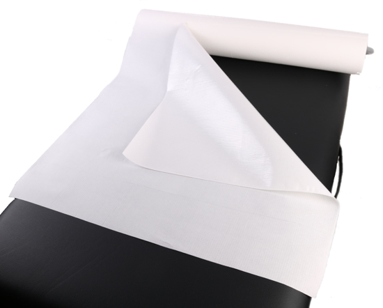 Obrazek Prześcieradło jednorazowe podfoliowane 60x50m perforacja co 50 cm Podkład jednorazowy podfoliowany 1 warstwa papieru + 1 warstwa folii 60 cm x 50 m