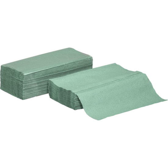 Obrazek Ręcznik papierowy składany Z-Z ZIELONA MAKULATURA Ręczniki papierowe składane zielone do podajników Karton 4000 listków