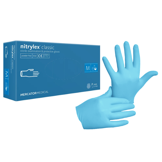 Obrazek RĘKAWICZKI nitrylowe niebieskie M 100 szt. NITRYLEX CLASSIC MERCATOR M 100 szt.