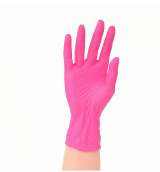 Obrazek Rękawiczki nitrylowe bezpudrowe różowe M 100 sztuk