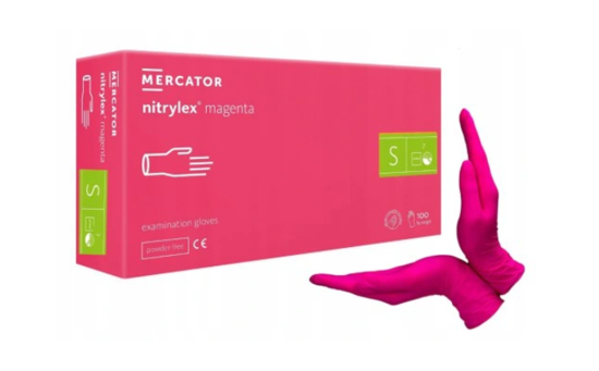 Obrazek Rękawice RĘKAWICZKI nitrylowe różowe S 100 szt. NITRYLEX MAGENTA MERCATOR