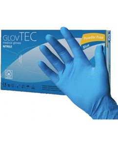 Obrazek Rękawiczki nitrylowe bezpudrowe S 100 sztuk Rękawice niebieskie GLOVTEC