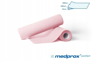 Obrazek Serweta podfoliowana 30x50 cm 40 szt. Serwety do manicure pedicure  w rolce różowa 2 warstwy papieru + 1 warstwa folii