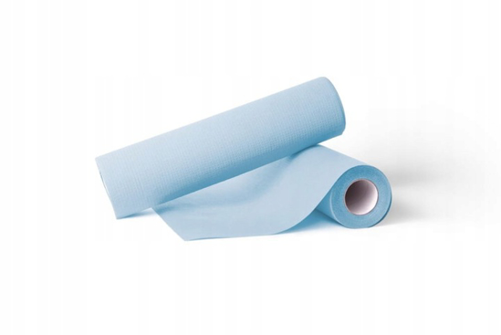 Obrazek Serweta podfoliowana 30x50 cm 40 szt. Serwety do manicure pedicure  w rolce niebieska 2 warstwy papieru + 1 warstwa folii