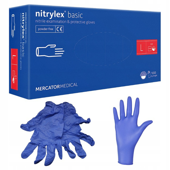 Obrazek Rękawice RĘKAWICZKI nitrylowe fioletowe L 100 szt. NITRYLEX BASIC MERCATOR  L