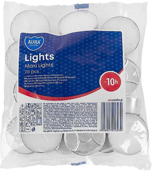 Obrazek PODGRZEWACZE MAXI TEA LIGHTS 10h 20 szt. ŚWIECZKI BEZZAPACHOWE  10h 20 szt.