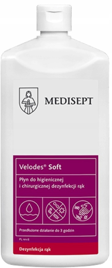 Obrazek MEDISEPT VELODES SOFT  1l. Profesjonalny Płyn do higienicznej i chirurgicznej dezynfekcji rąk