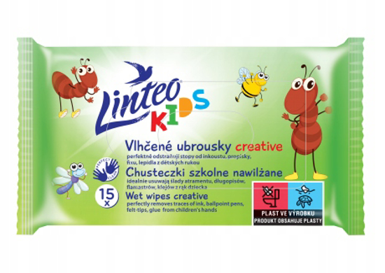 Obrazek Chusteczki nawilżane szkolne LINTEO Kids 15 szt.